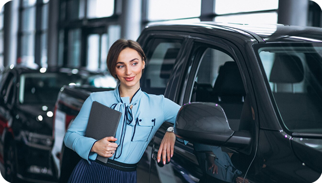 salesgirl at a dealership